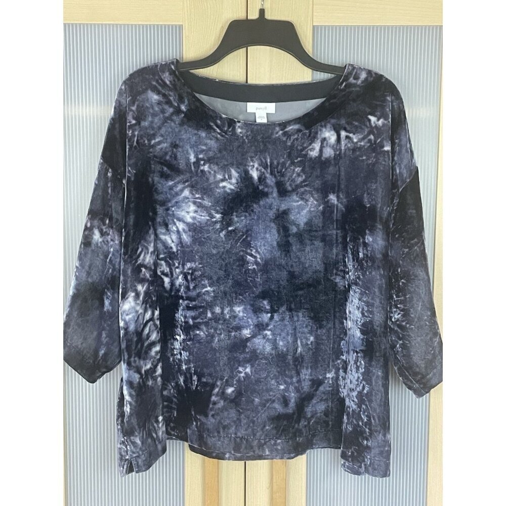 J Jill Top Pure Jill Sz M Crushed Velvet Whimsigoth Boxy Y2K Summer Travel‎ Blue